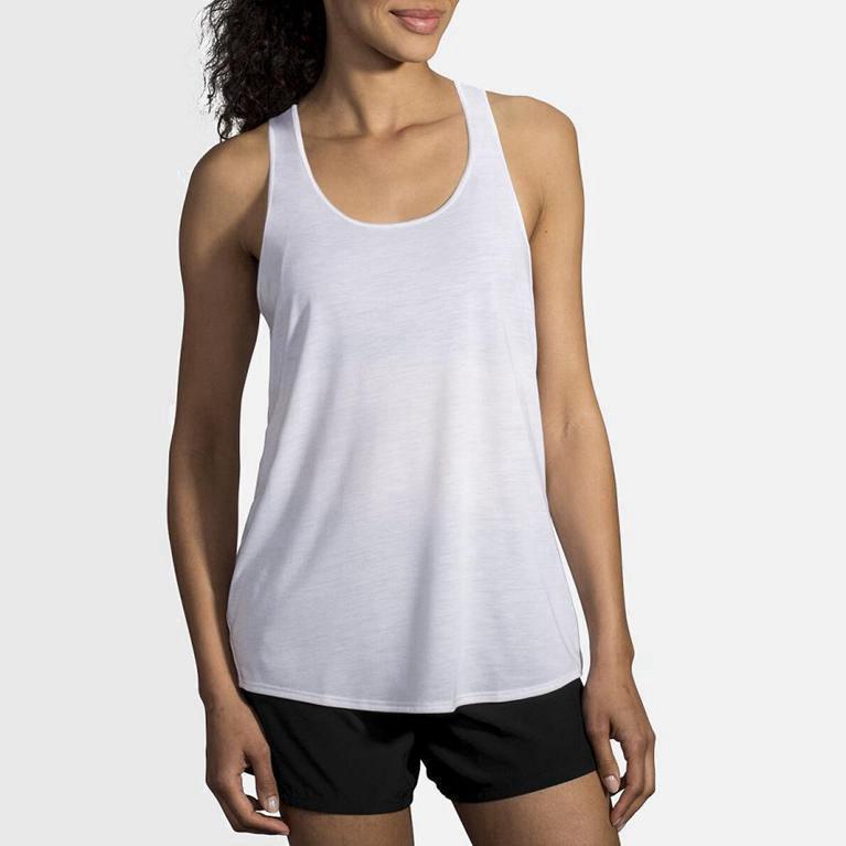 Brooks Distance Womens Running Tank Top - White - Philippines (452310IFZ)